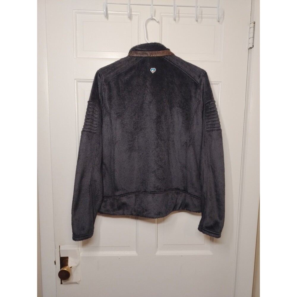 Kuhl Women’s Born In The Mountains Full Zip Gray Fleece Jacket Brown Trim SZ L - Picture 10 of 13
